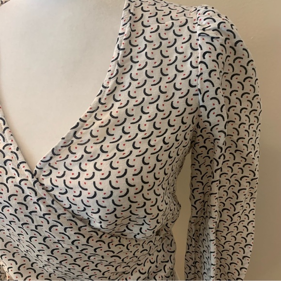 Billabong x Sincerely Jules Printed 100% Linen Long Sleeve Wrap Top Blouse - Picture 11 of 14